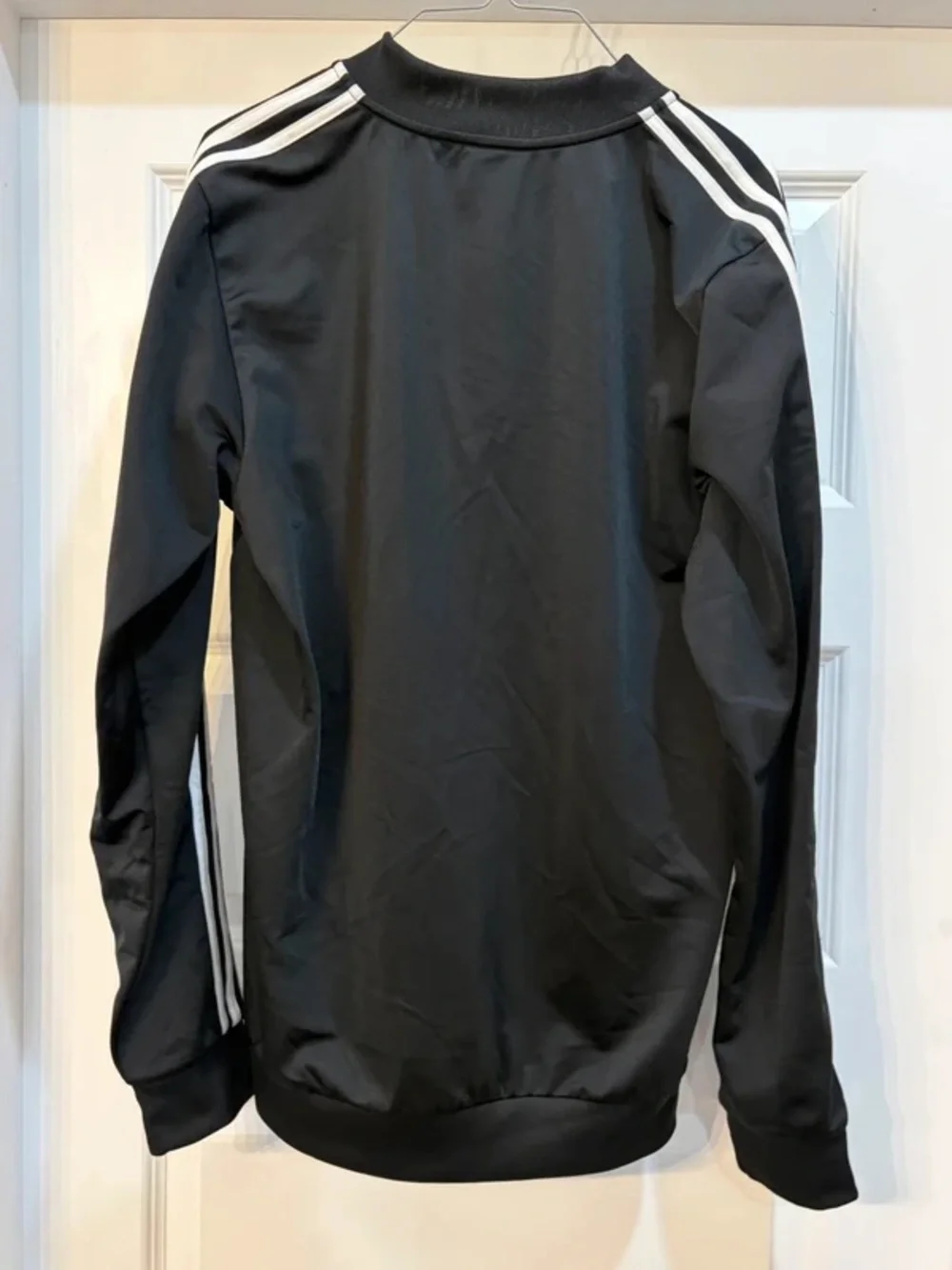 adidas Black Track Jacket with White Shoulder Stripes